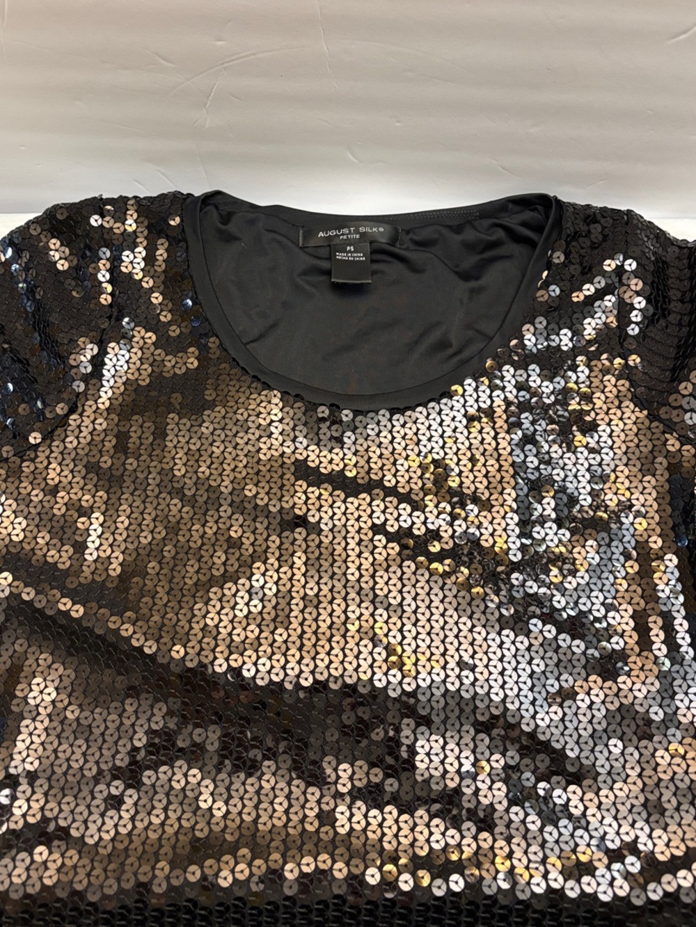 august silk Black Sequin Crop Top